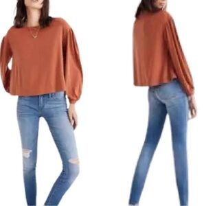 MADEWELL Sandwashed Gathered-Sleeve Top